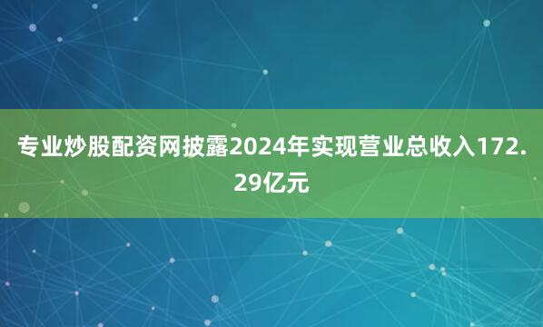专业炒股配资网披露2024年实现营业总收入172.29亿元